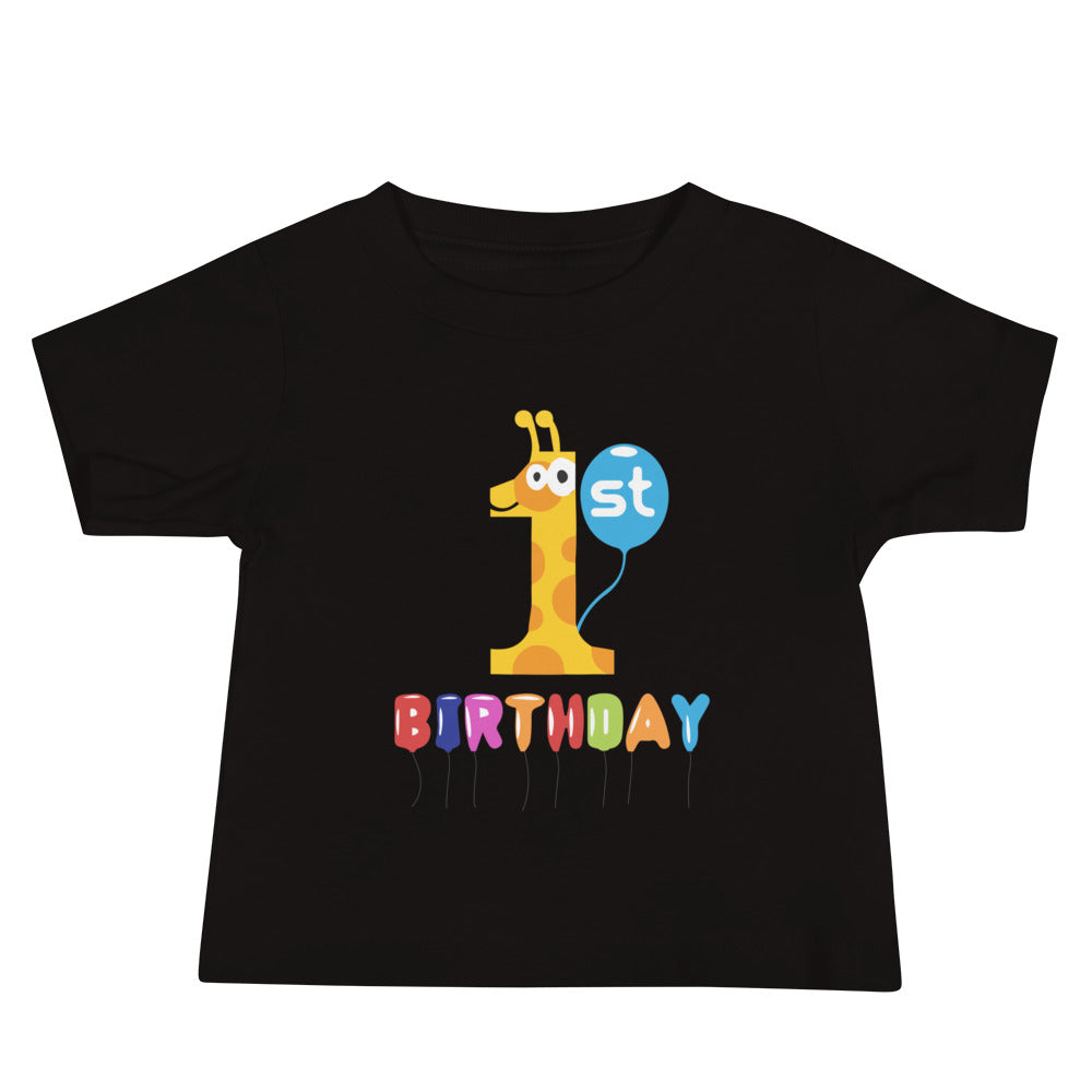 1st Birthday Giraffe - Baby Jersey Short Sleeve Tee