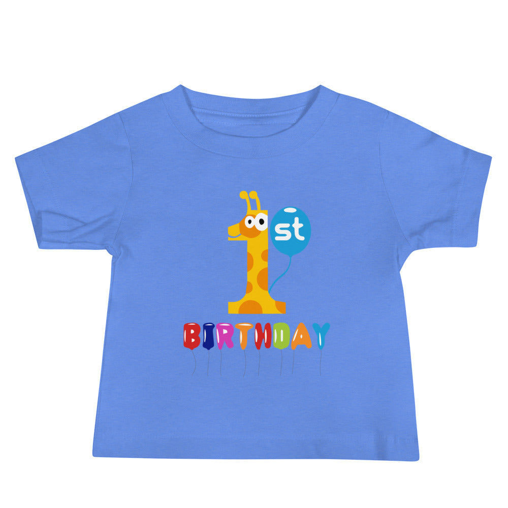 1st Birthday Giraffe - Baby Jersey Short Sleeve Tee