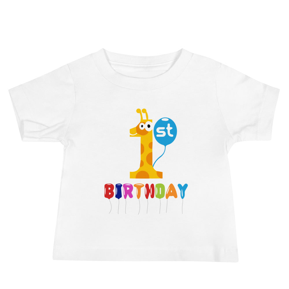 1st Birthday Giraffe - Baby Jersey Short Sleeve Tee