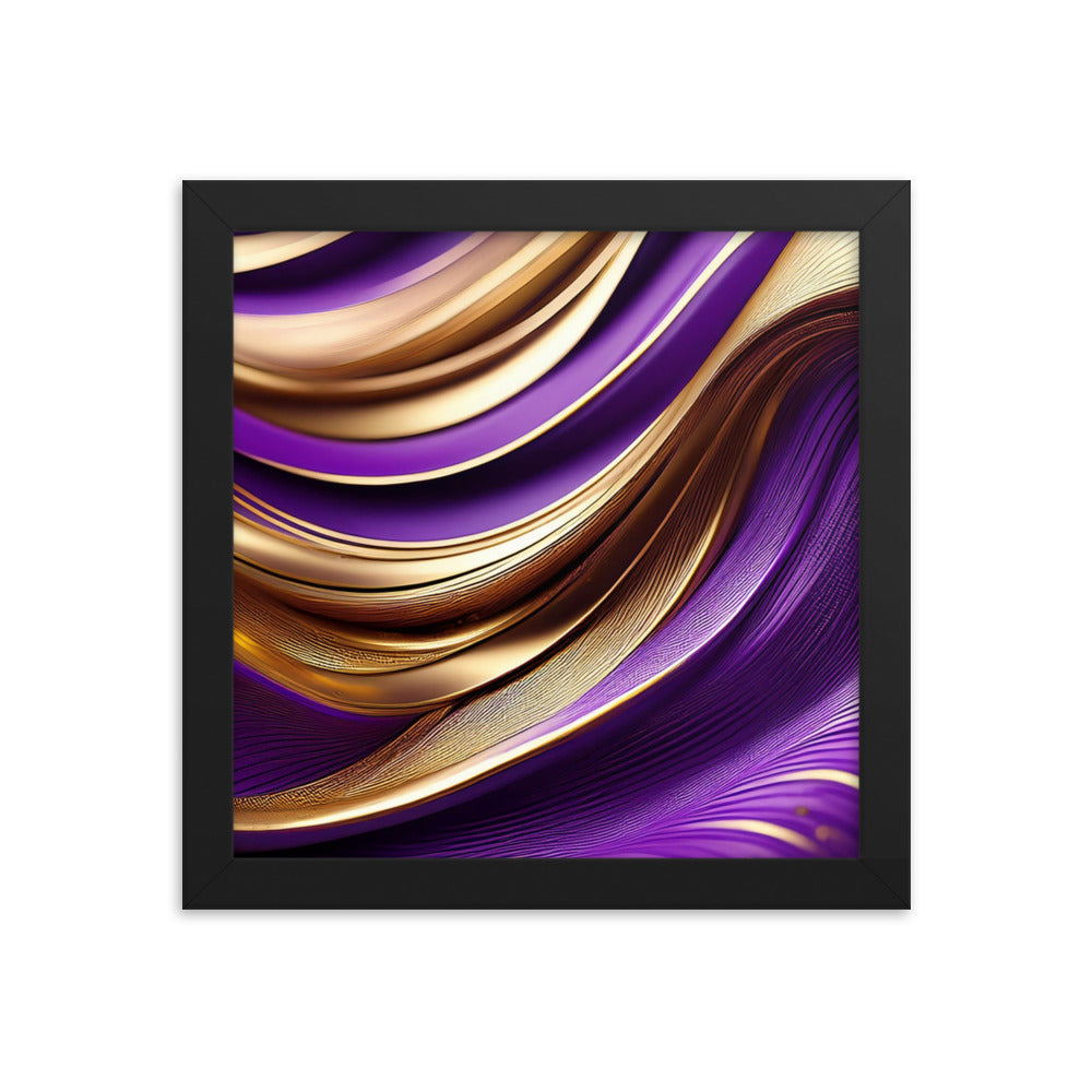 Violet and Gold Waves - Framed photo paper poster