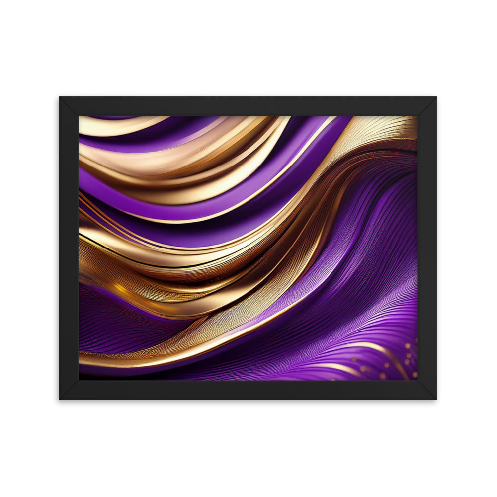 Violet and Gold Waves - Framed photo paper poster