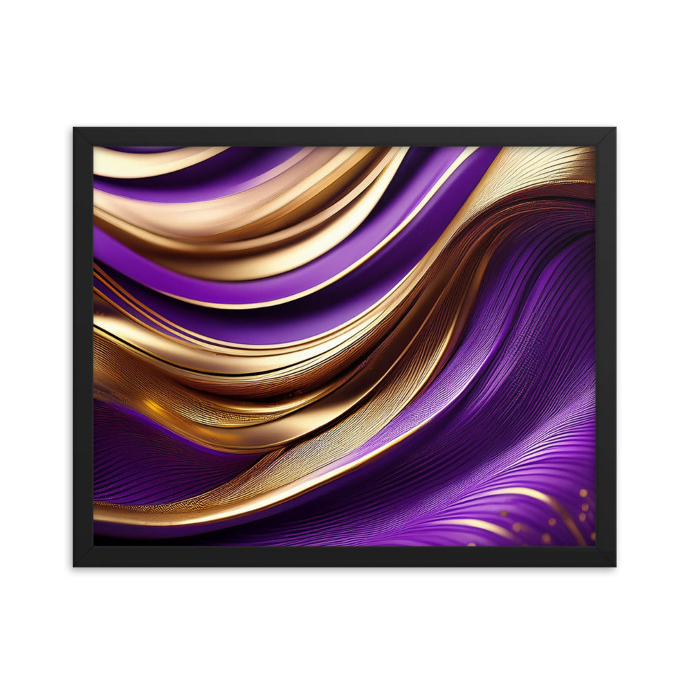 Violet and Gold Waves - Framed photo paper poster