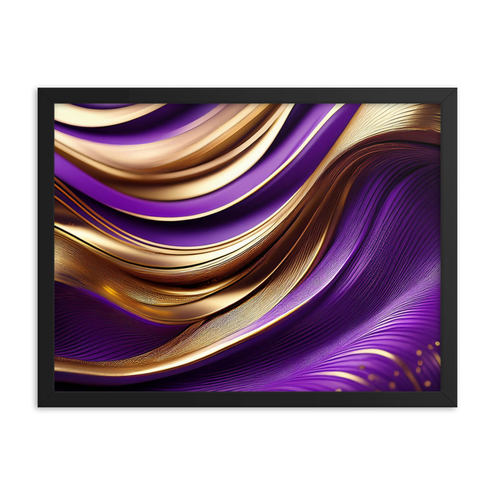 Violet and Gold Waves - Framed photo paper poster