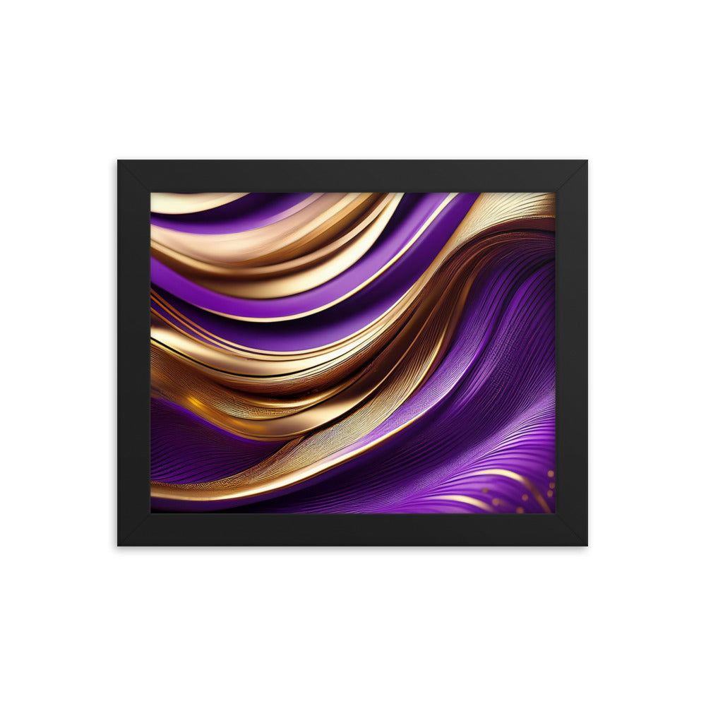Violet and Gold Waves - Framed photo paper poster