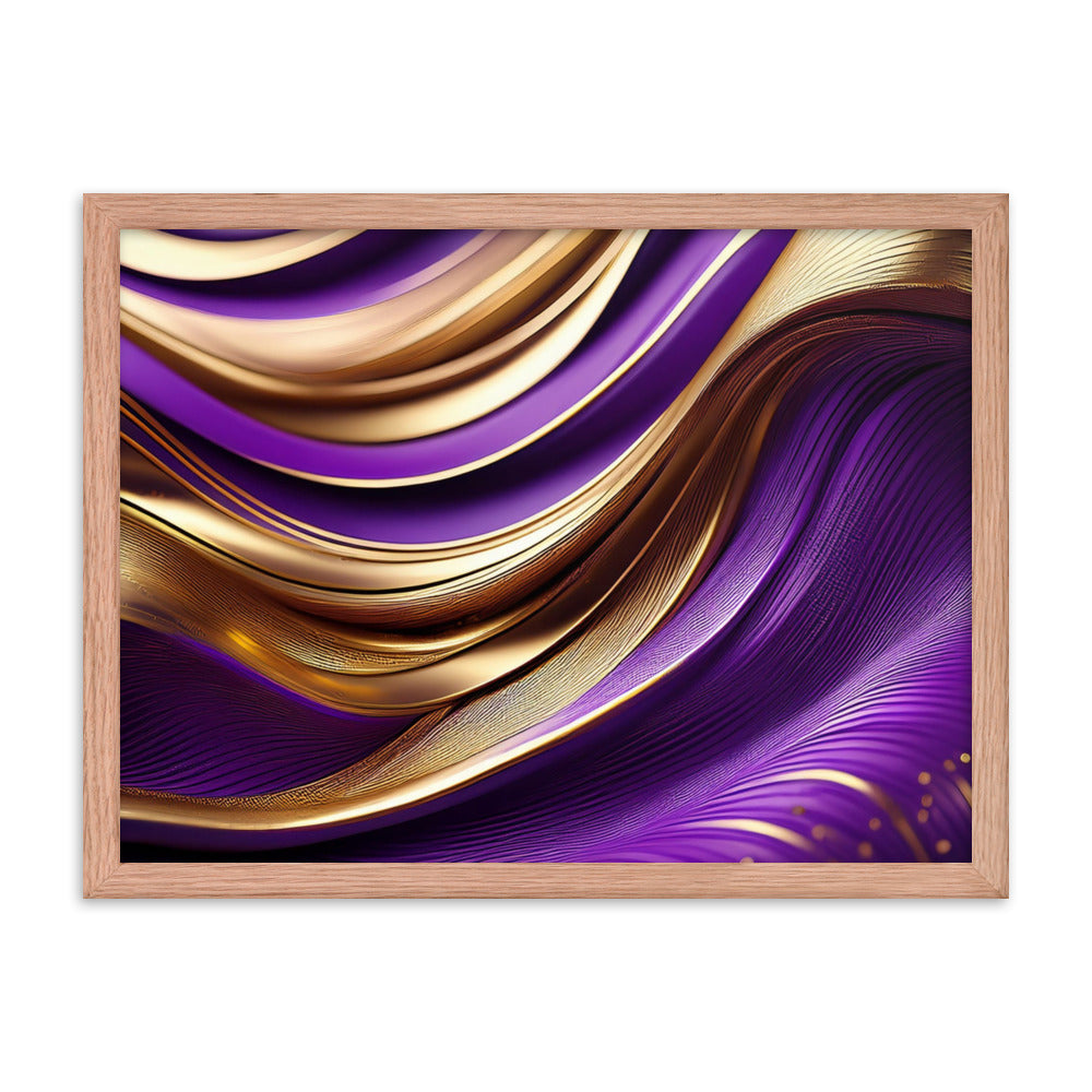 Violet and Gold Waves - Framed photo paper poster