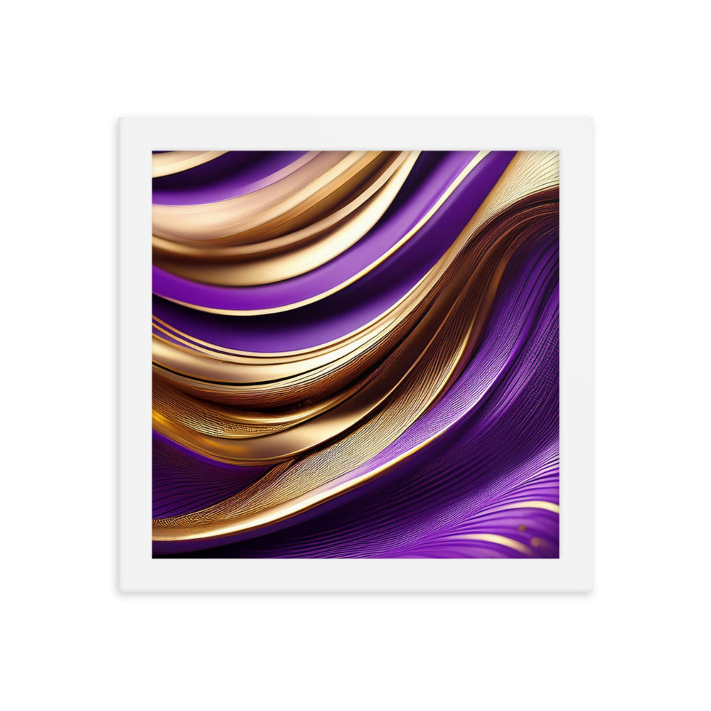 Violet and Gold Waves - Framed photo paper poster