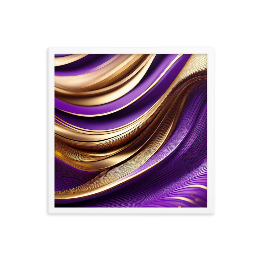 Violet and Gold Waves - Framed photo paper poster