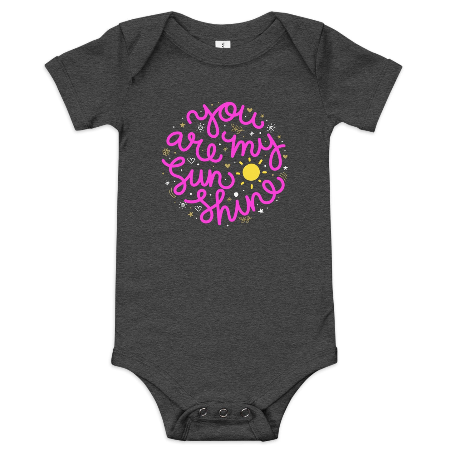 You are my sunshine (pink font) - Baby short sleeve one piece