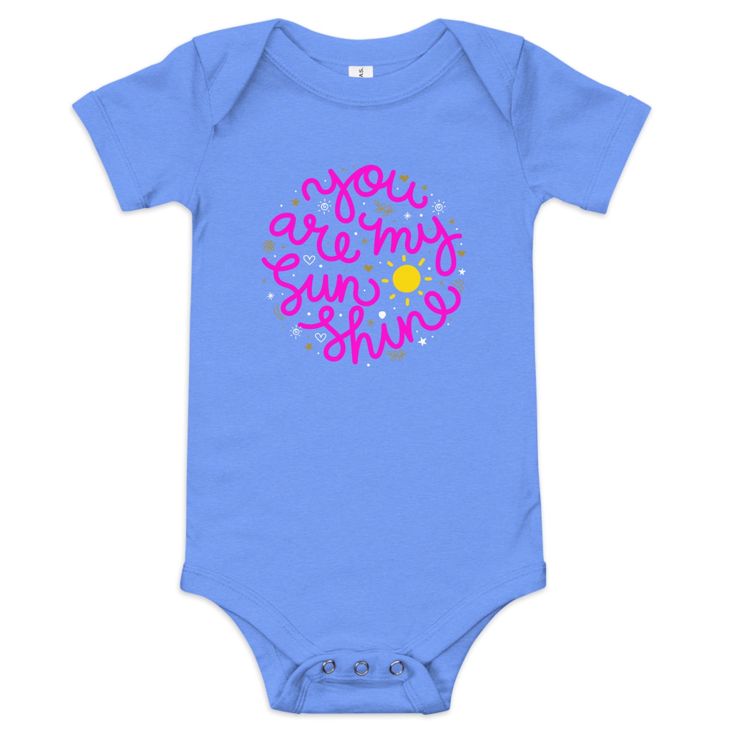 You are my sunshine (pink font) - Baby short sleeve one piece