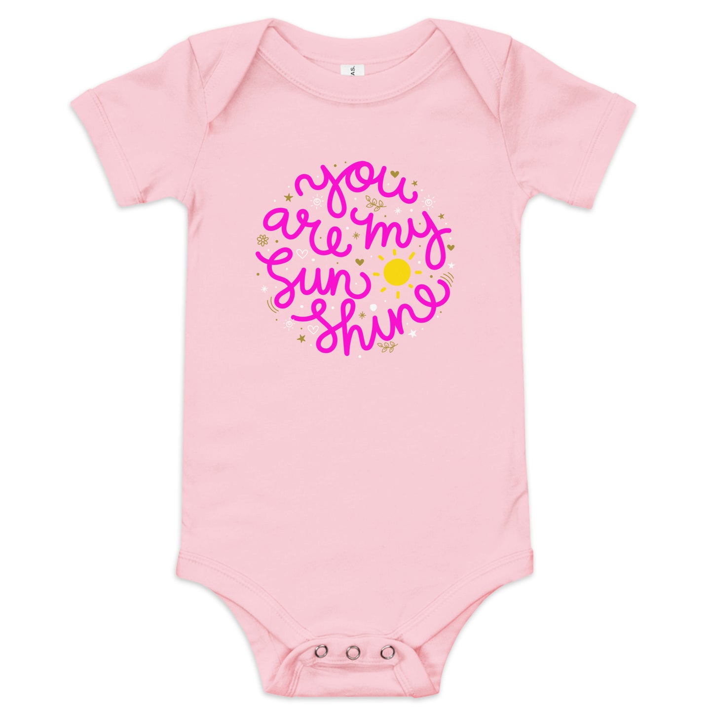 You are my sunshine (pink font) - Baby short sleeve one piece