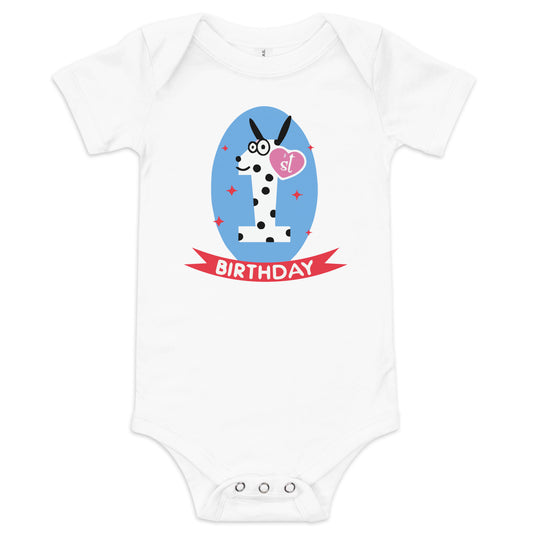 1st Birthday Dalmatian - Baby short sleeve one piece