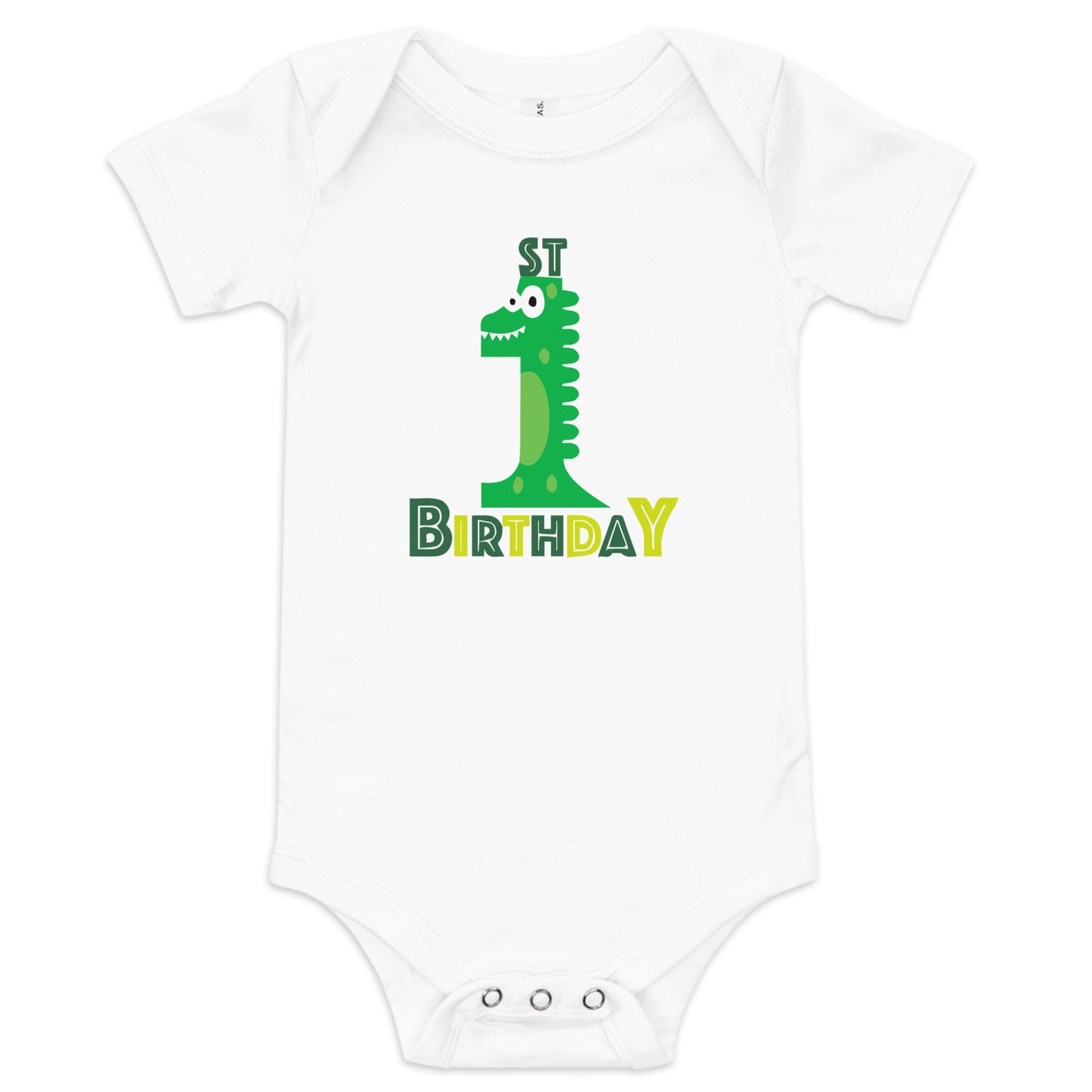 1st Birthday Dino - Baby short sleeve one piece