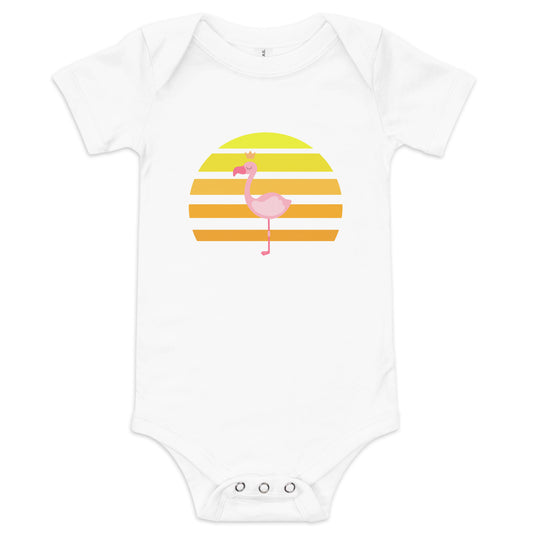 Flamingo sunset - Baby short sleeve one piece