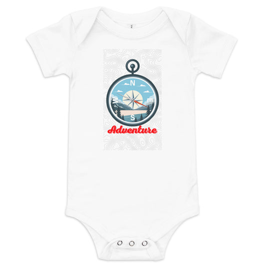 Topo compass (red font) - Baby short sleeve one piece