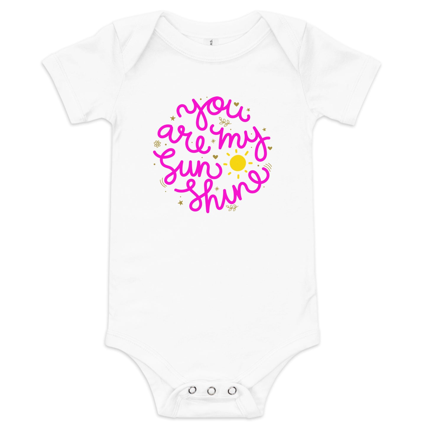 You are my sunshine (pink font) - Baby short sleeve one piece