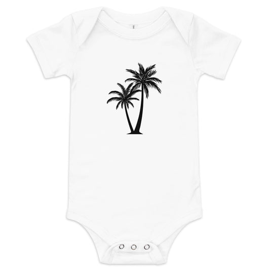 Palm Trees (black) - Baby short sleeve one piece