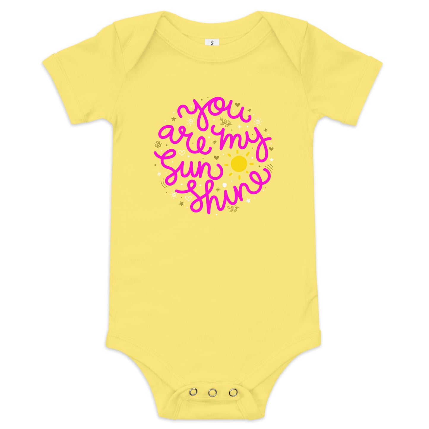 You are my sunshine (pink font) - Baby short sleeve one piece