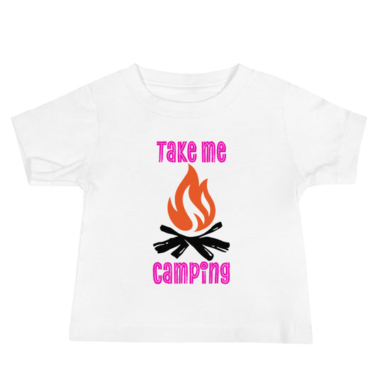 Take me camping (pink font) - Baby Jersey Short Sleeve Tee