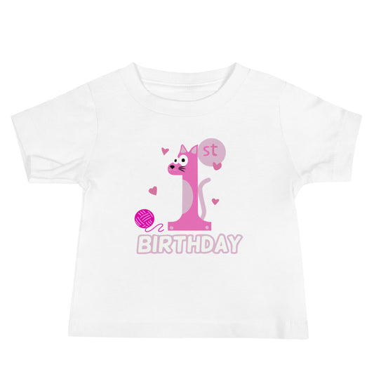 1st Birthday Cat - Baby Jersey Short Sleeve Tee