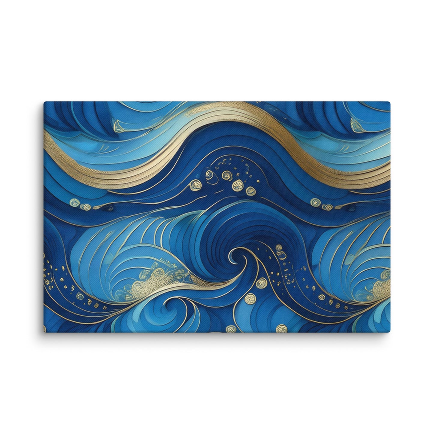 Blue and Gold Waves - Canvas