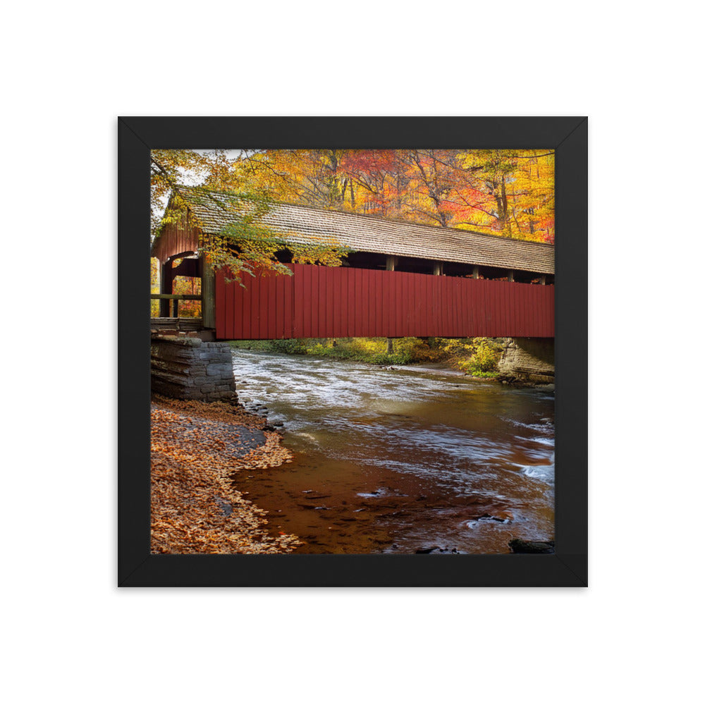 Autumn Covered Bridge - Framed poster