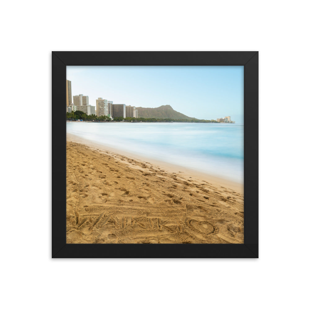 Waikiki Written In the Sand - Framed poster