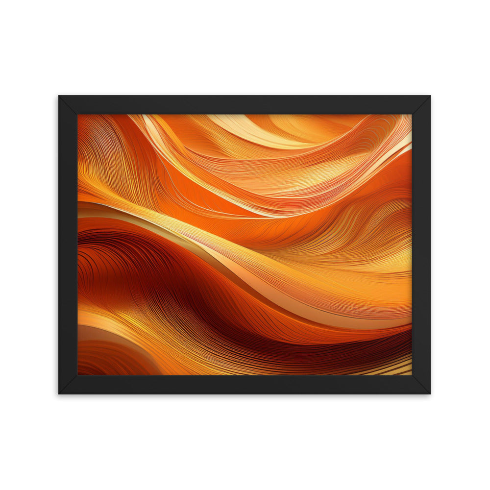 Orange and Gold Waves - Framed poster