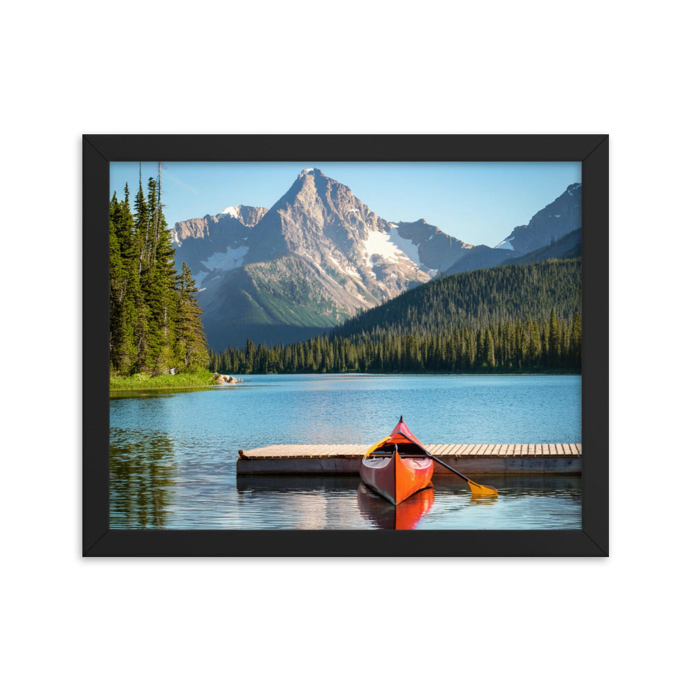 Mountain Lake Canoe - Framed poster