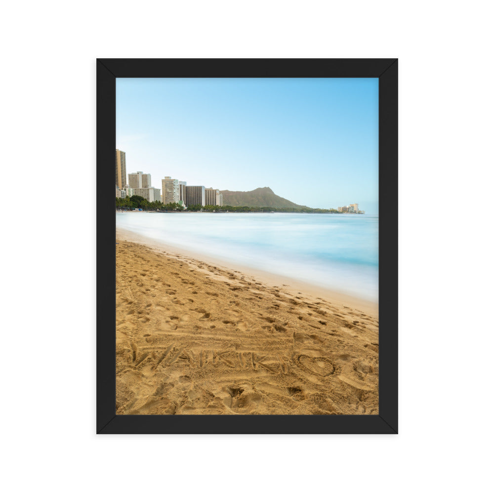 Waikiki Written In the Sand - Framed poster