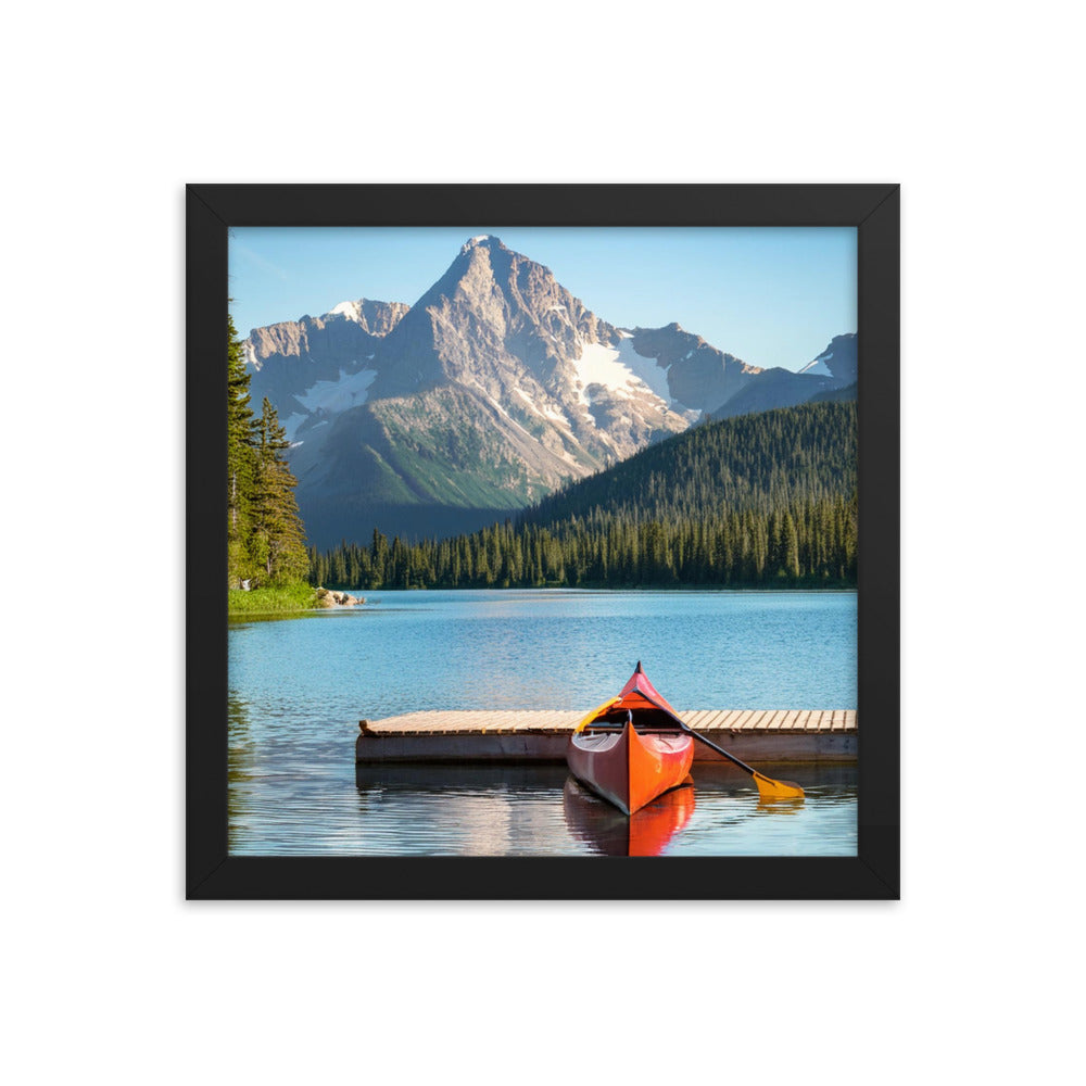 Mountain Lake Canoe - Framed poster