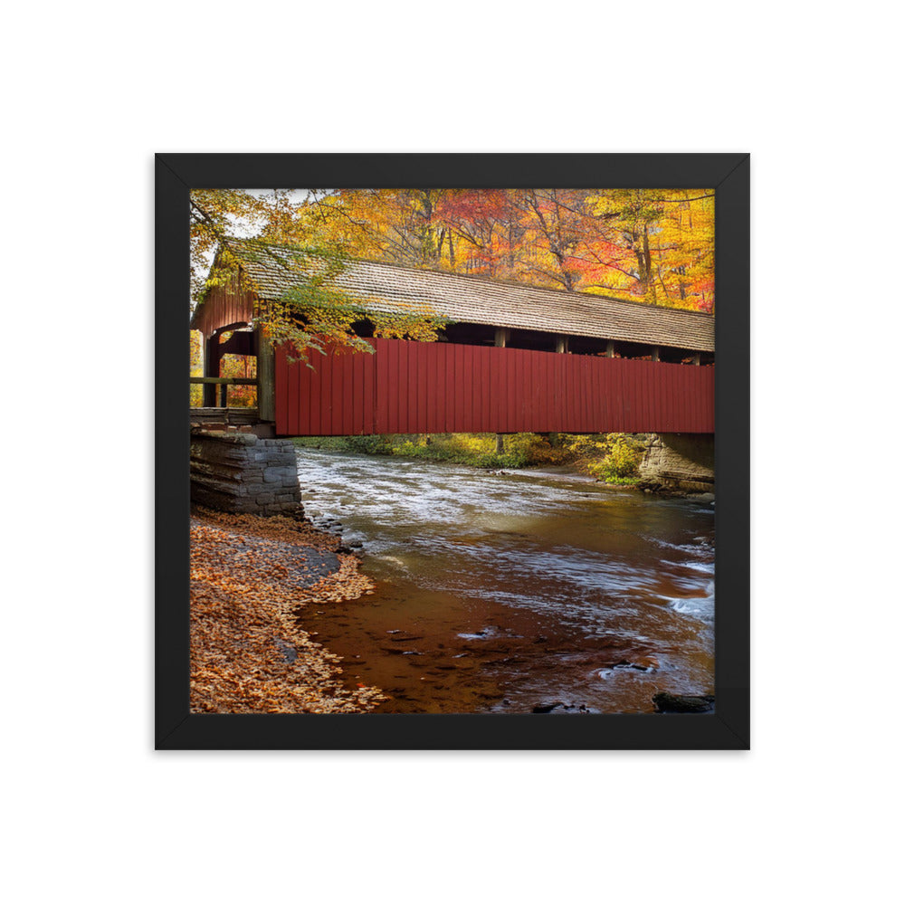 Autumn Covered Bridge - Framed poster