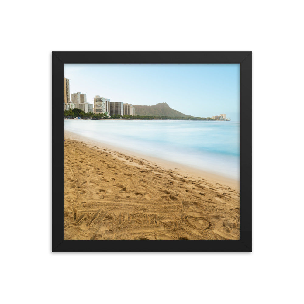 Waikiki Written In the Sand - Framed poster