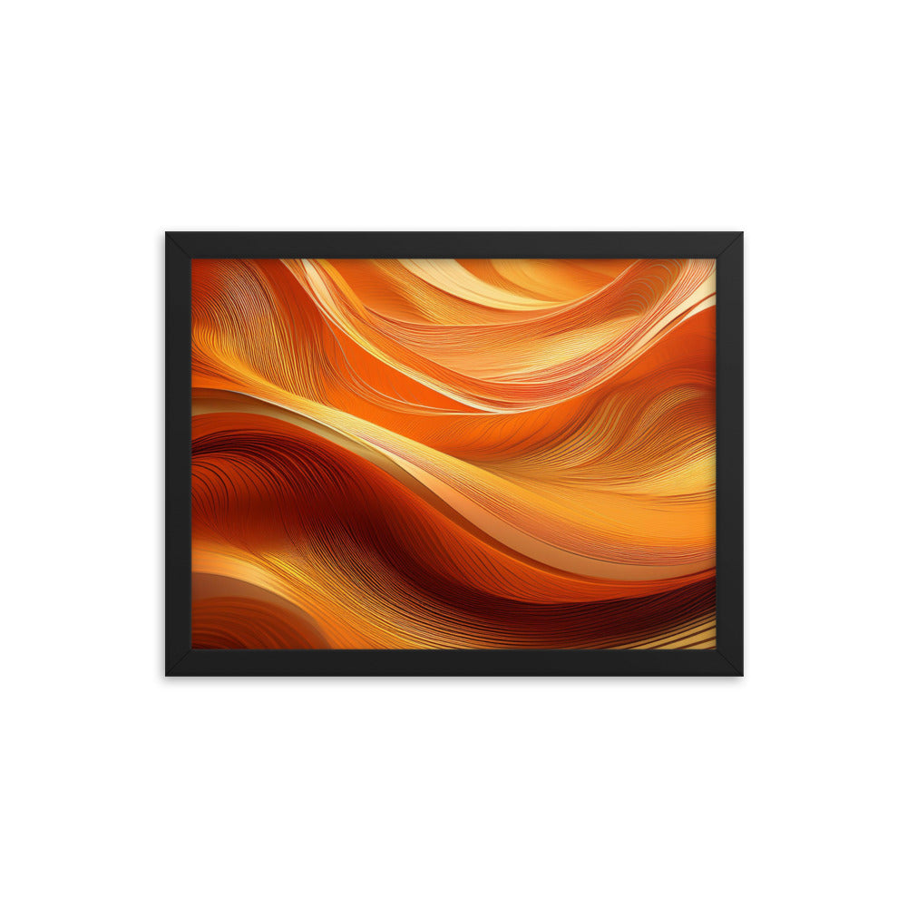 Orange and Gold Waves - Framed poster