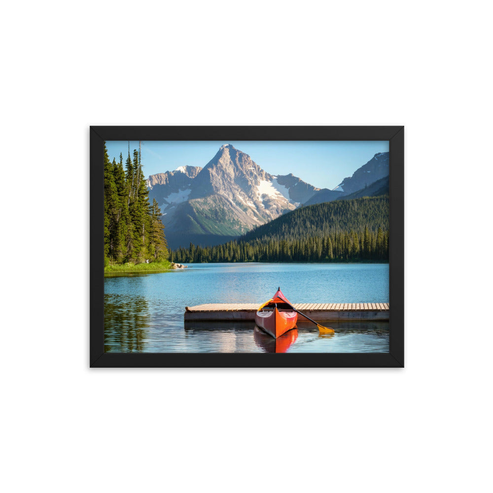 Mountain Lake Canoe - Framed poster