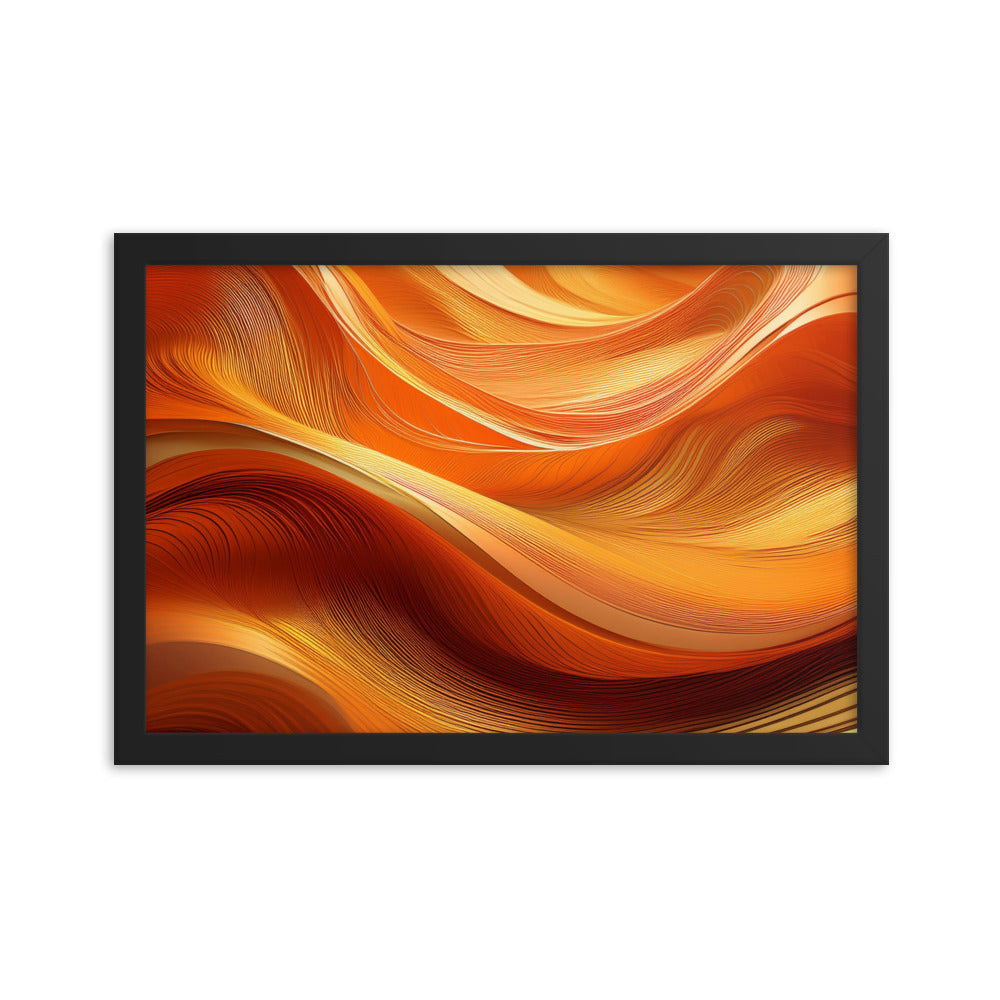 Orange and Gold Waves - Framed poster