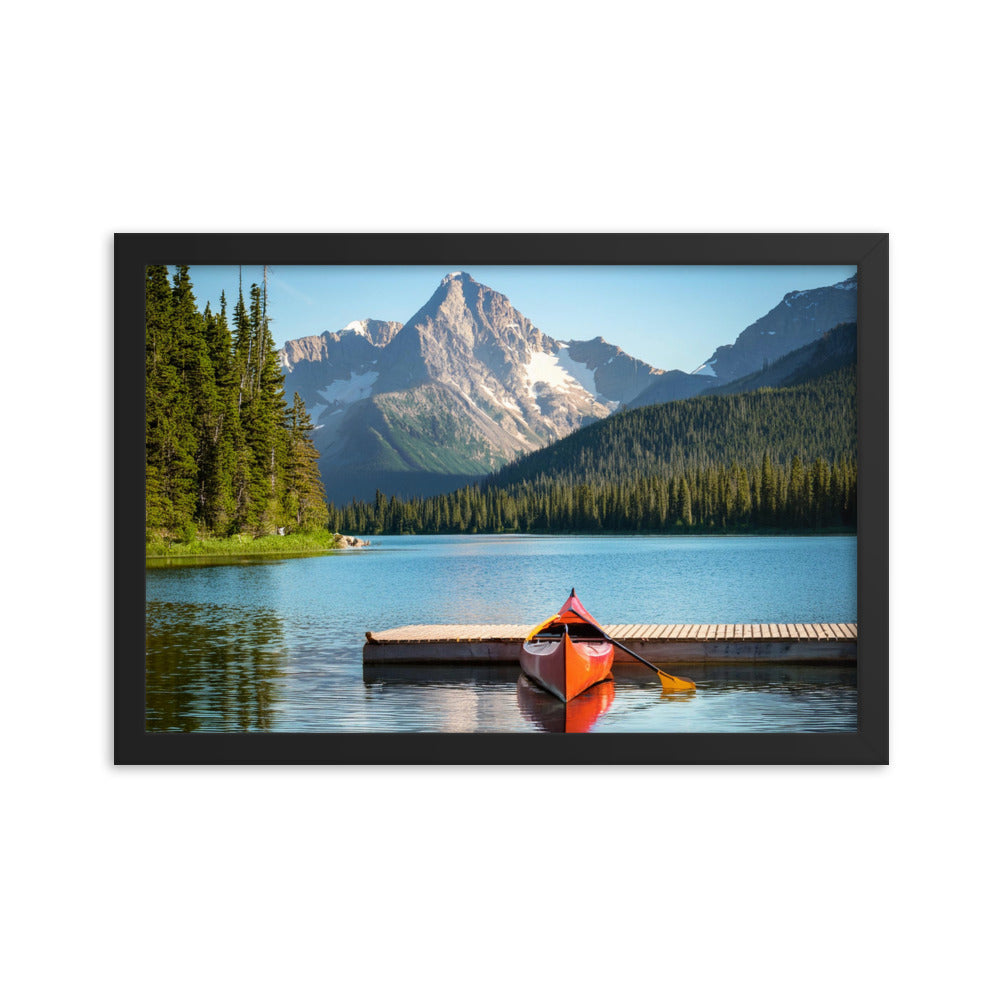 Mountain Lake Canoe - Framed poster