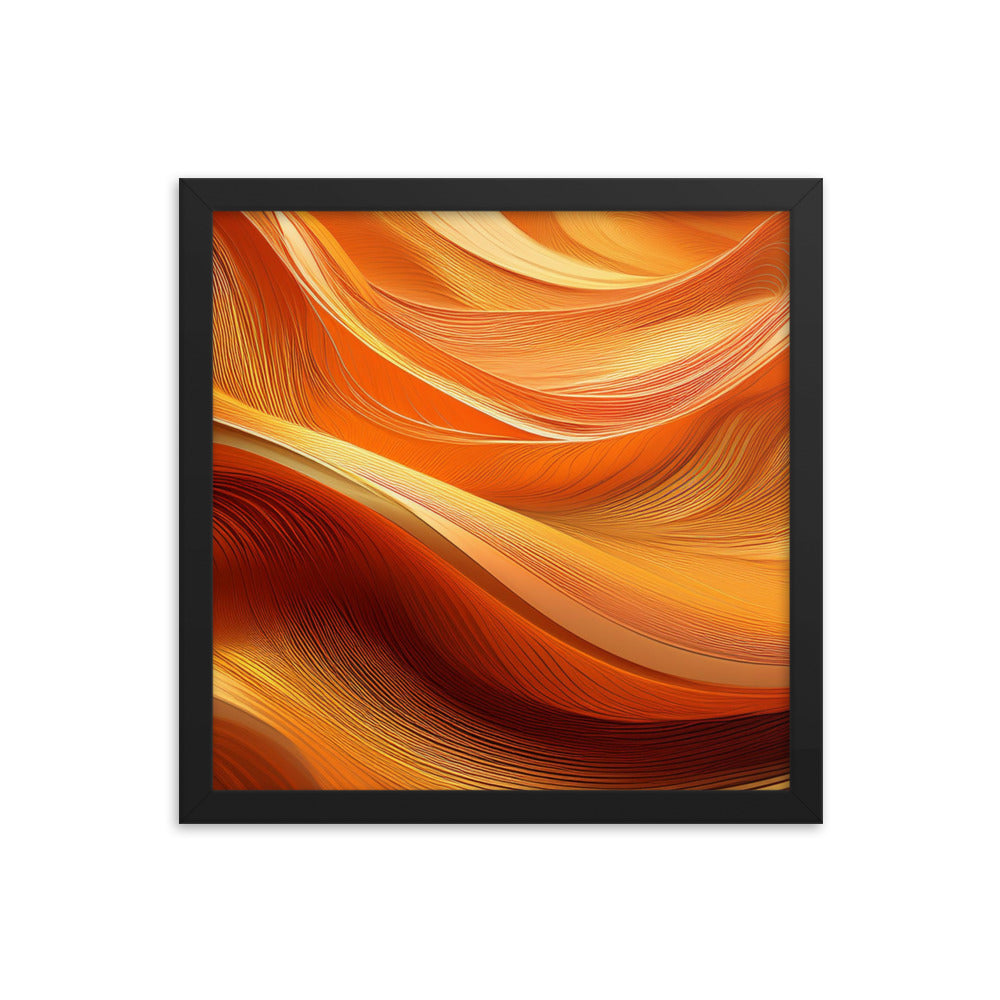 Orange and Gold Waves - Framed poster