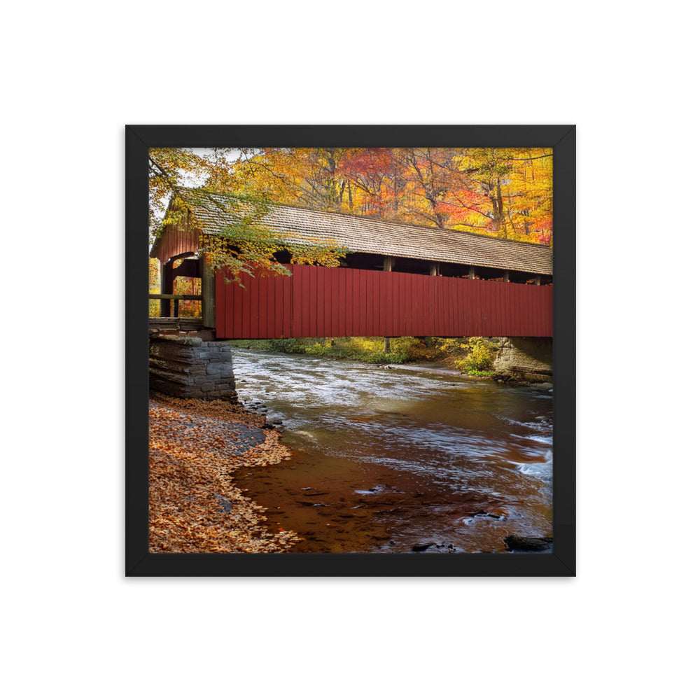 Autumn Covered Bridge - Framed poster