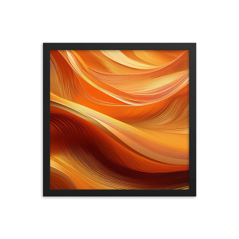 Orange and Gold Waves - Framed poster