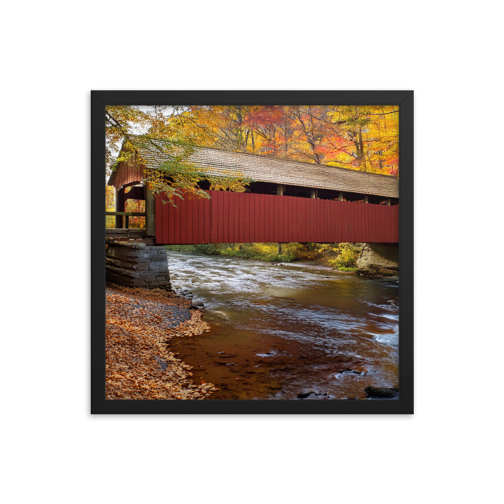 Autumn Covered Bridge - Framed poster