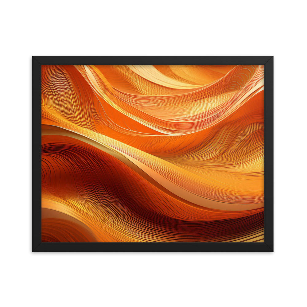 Orange and Gold Waves - Framed poster