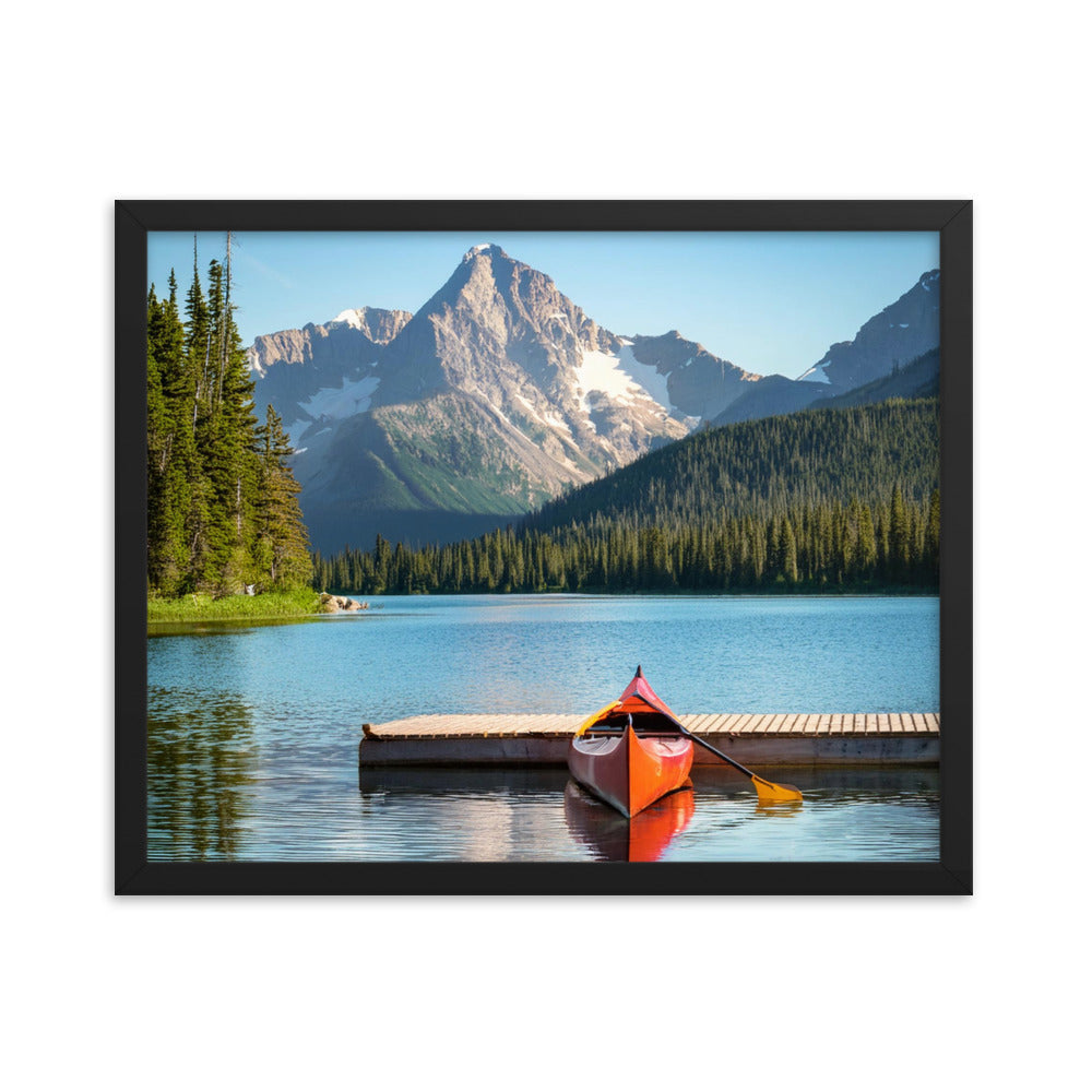 Mountain Lake Canoe - Framed poster