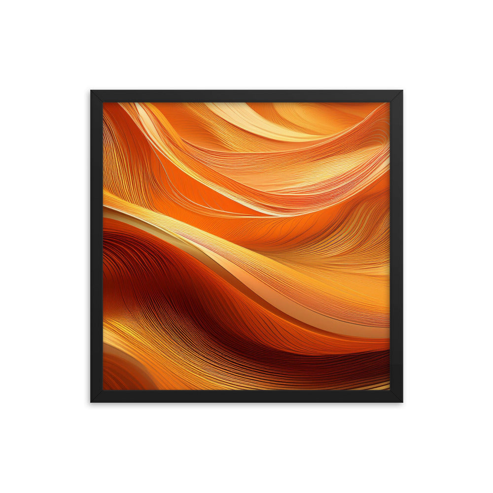 Orange and Gold Waves - Framed poster