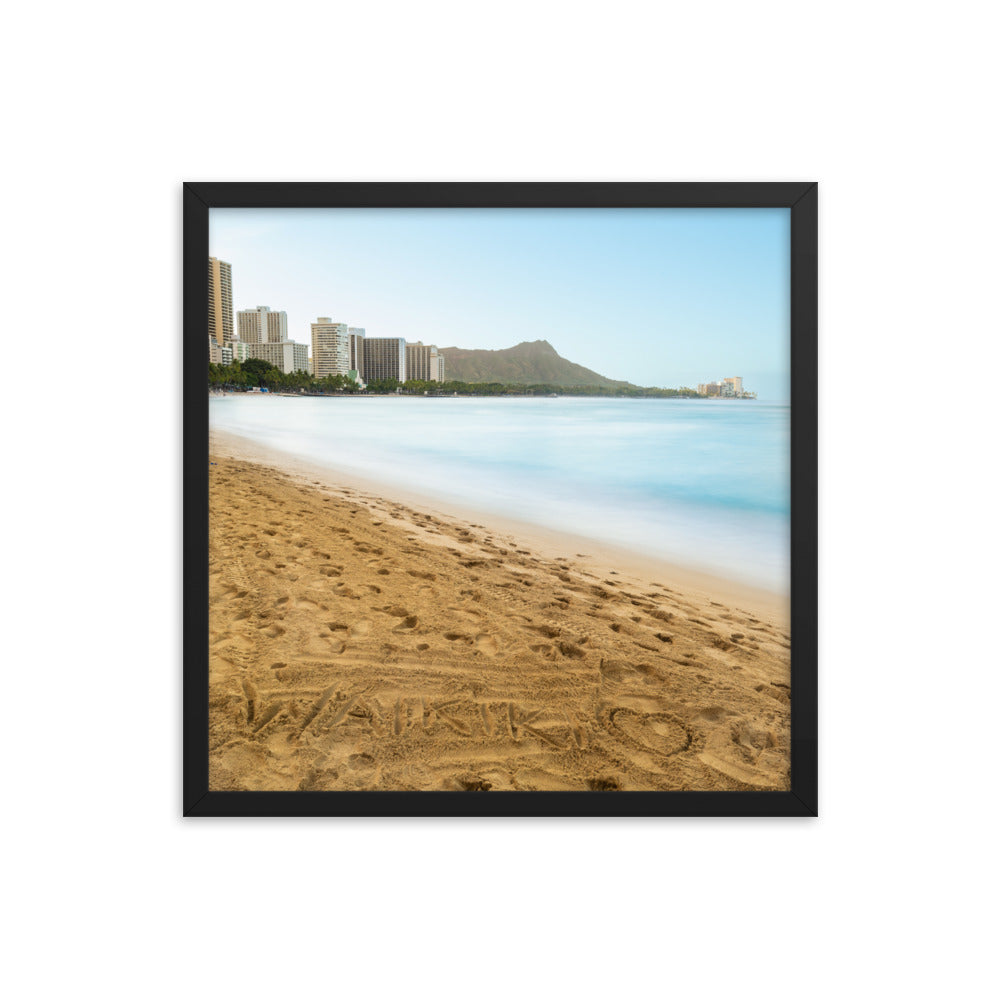 Waikiki Written In the Sand - Framed poster