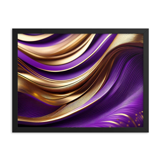 Violet and Gold Waves - Framed poster