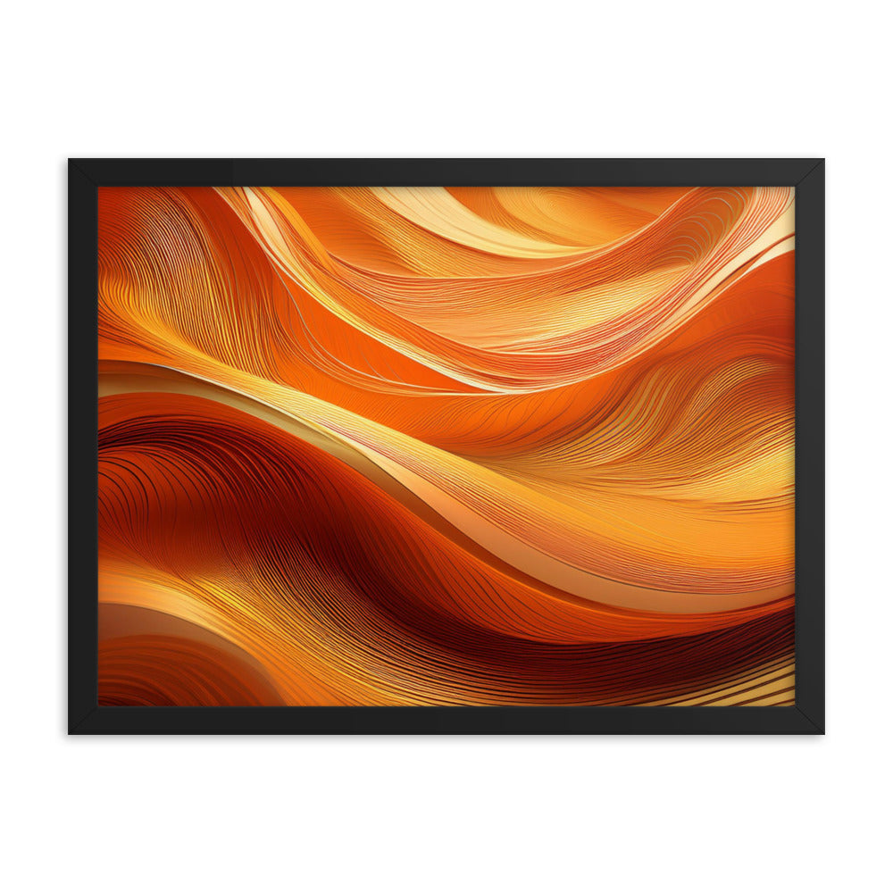 Orange and Gold Waves - Framed poster