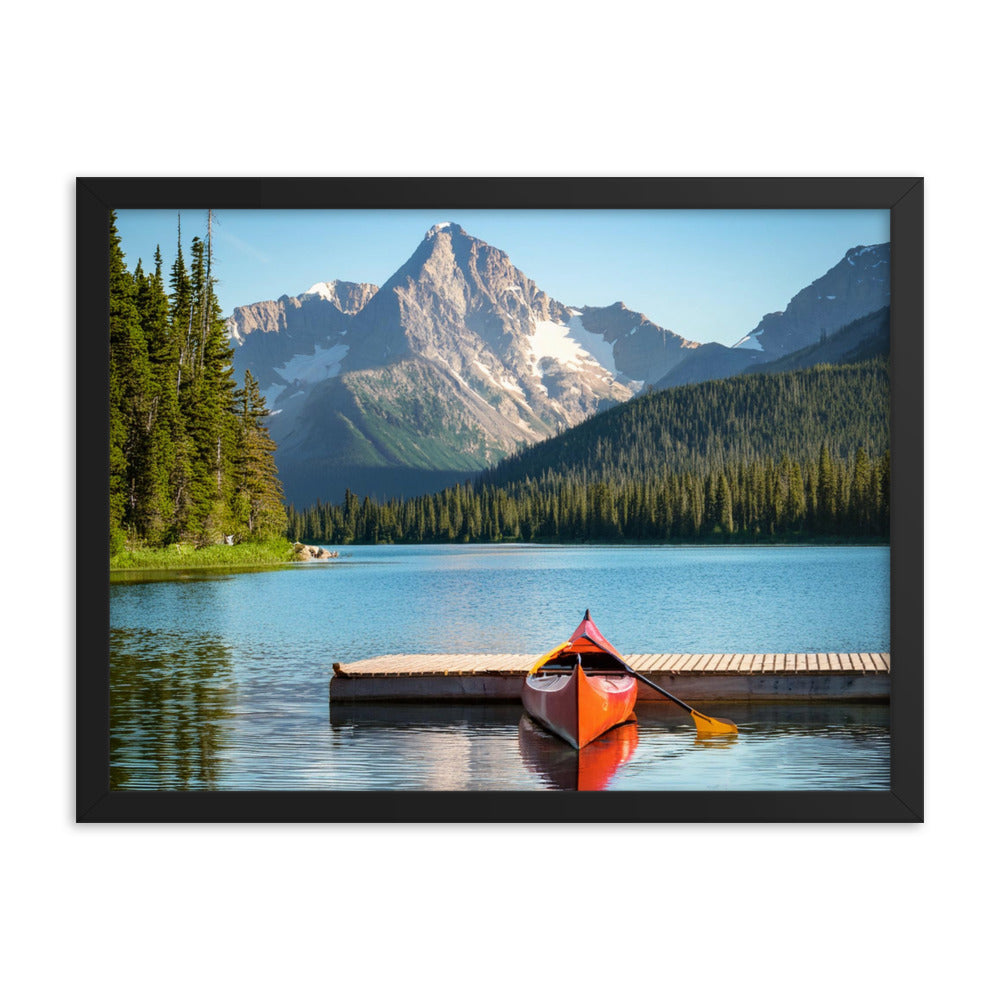 Mountain Lake Canoe - Framed poster