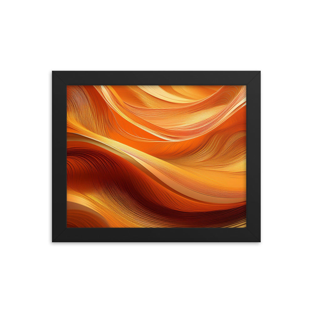 Orange and Gold Waves - Framed poster