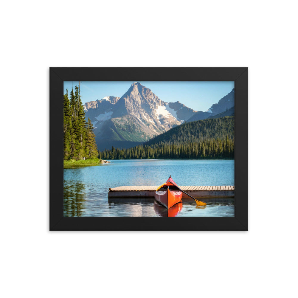 Mountain Lake Canoe - Framed poster