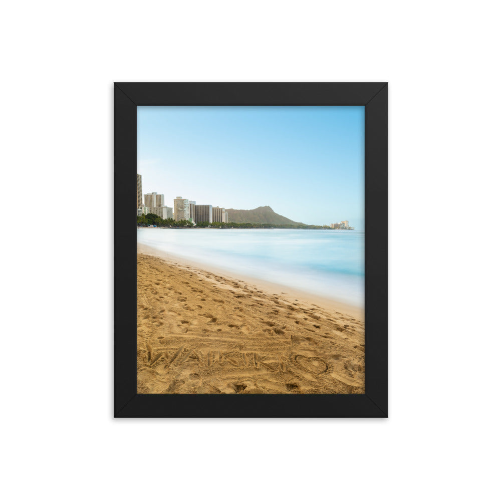 Waikiki Written In the Sand - Framed poster